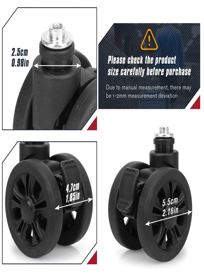 Zoofen Luggage Wheels Replacement with Brake - 2pcs Wear-Resistant Suitcase Spinner Wheels for Luggage (Black) - Image 2